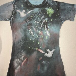Sinful - by Afflictuon Graphic Tee with Dove Design Y2k- Rare Xl (Junior‎ fit)